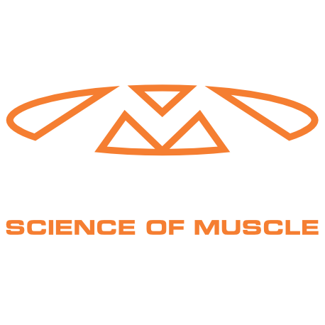 Orange Science of Muscle logo with stylized abstract muscle icon on a white background