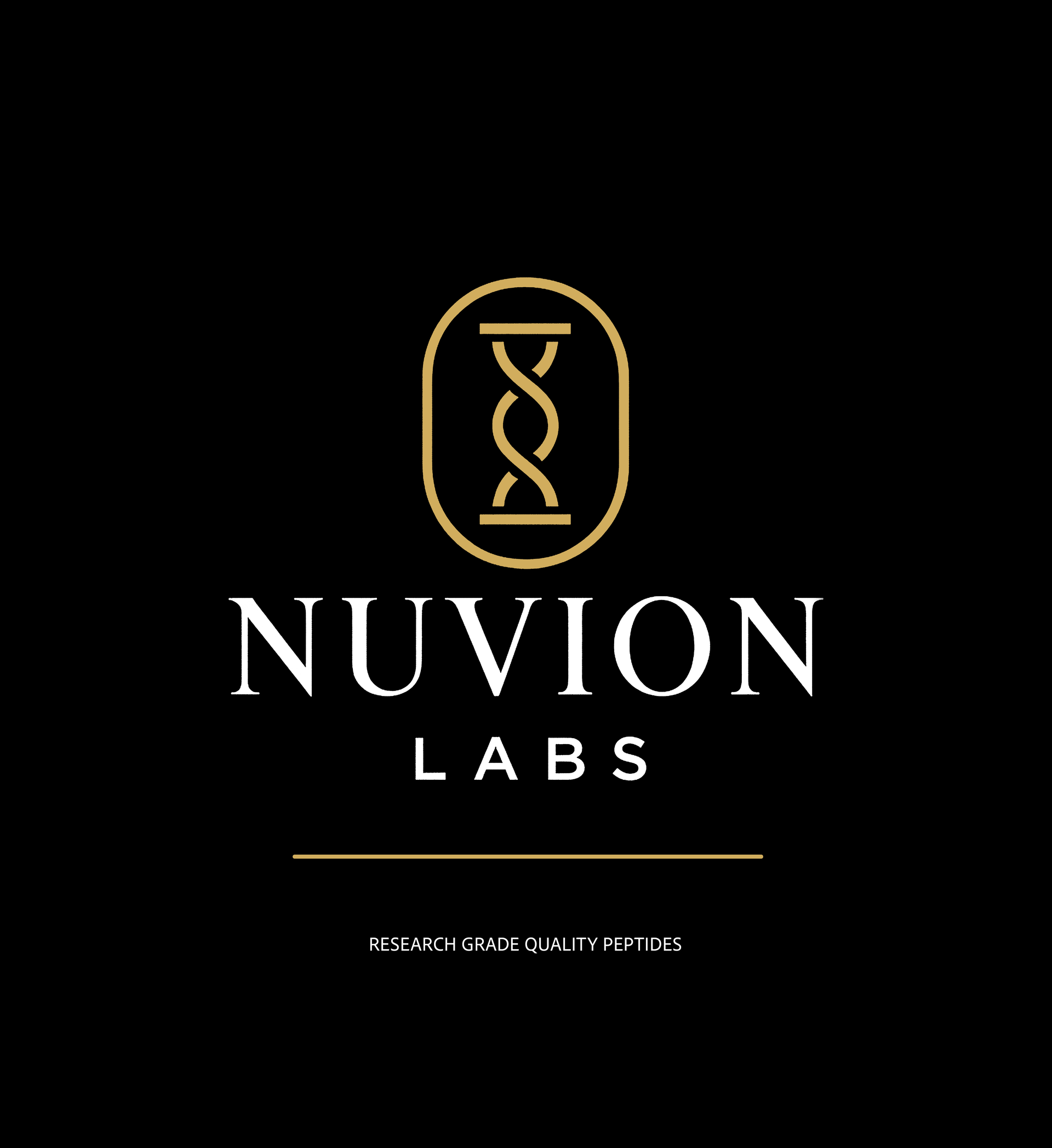 Nuvion Labs logo on a black background with a gold DNA icon and white text.