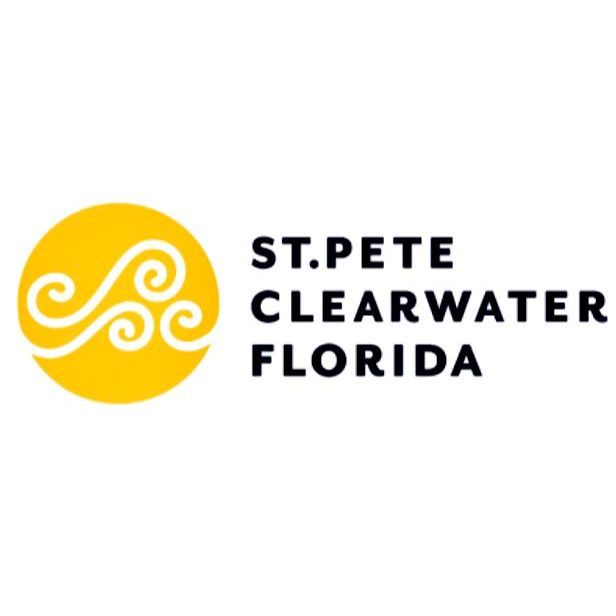 St. Pete Clearwater Florida logo with a yellow sun icon and black text