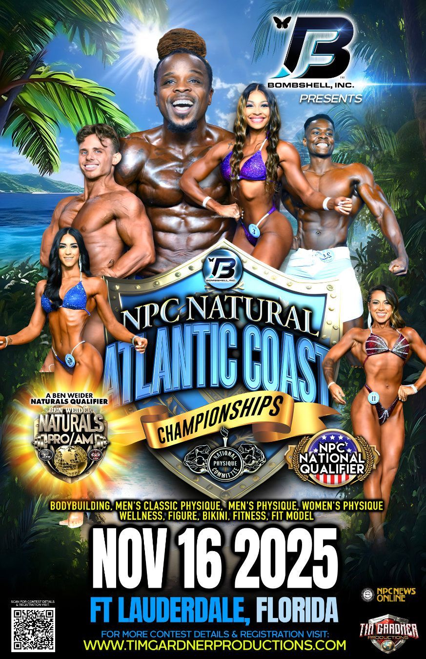 Event poster for the Natural Atlantic Coast Championships, Nov 16, 2025, in Fort Lauderdale, Florida.