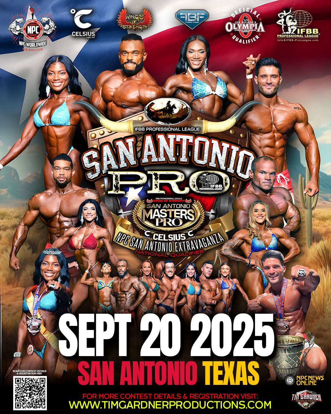 San Antonio Pro poster with bodybuilders, Sept. 20, 2025, at San Antonio Texas
