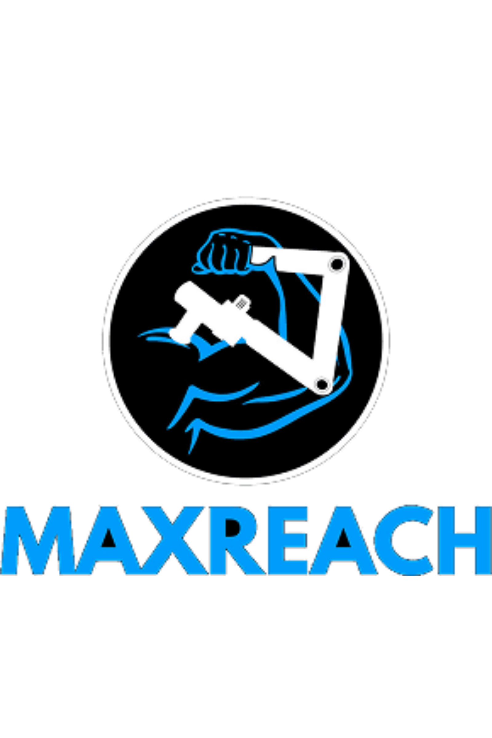 MAXREACH logo with a blue arm icon and blue text on a white background