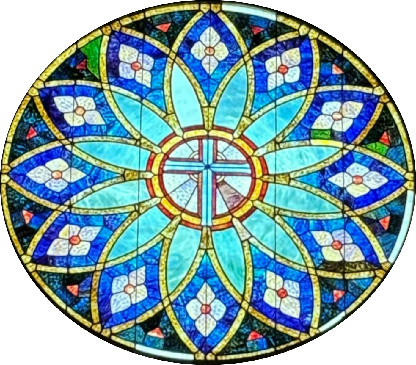 stained glass in the Boxwell Brothers funeral chapel