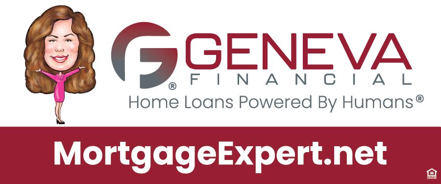 Geneva Financial logo with a caricature face and the text “MortgageExpert.net” on a red banner