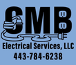 Black-and-blue CMB Electrical Services, LLC logo with plug, outlets, and phone number 443-784-6238