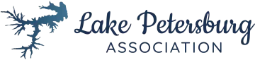 Logo for Lake Petersburg Association with a blue lake graphic and text.