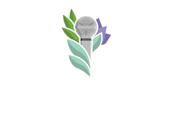 Dionne Marie Logo Microphone in Leaves Logo
