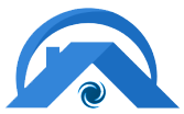 Logo blu in stile montano con un vortice circolare al centro su sfondo bianco.