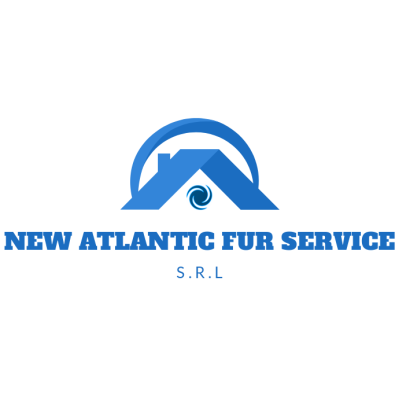 Logo blu con icona stilizzata di tetto e zampa, con la scritta
