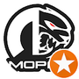 A black and white logo with a star in the middle.