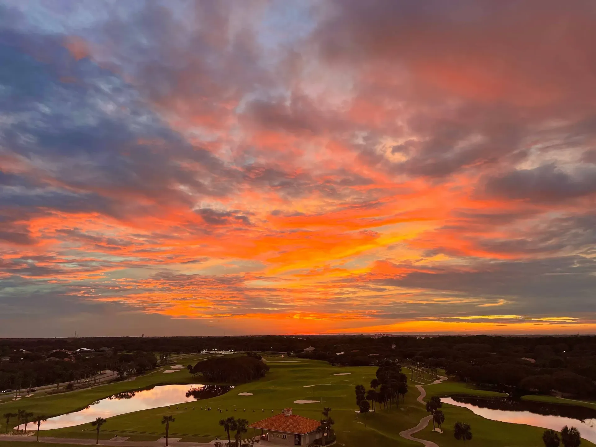 Gorgeous sky lit up by sunset.