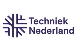 Het logo voor techniek nederland is paars en wit