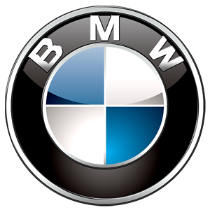The BMW logo, featuring a circular black border with white lettering surrounding a blue and white checkered emblem.