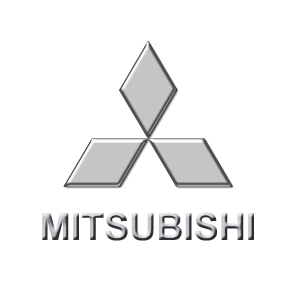 The silver Mitsubishi logo consisting of three stacked diamond shapes above the text 