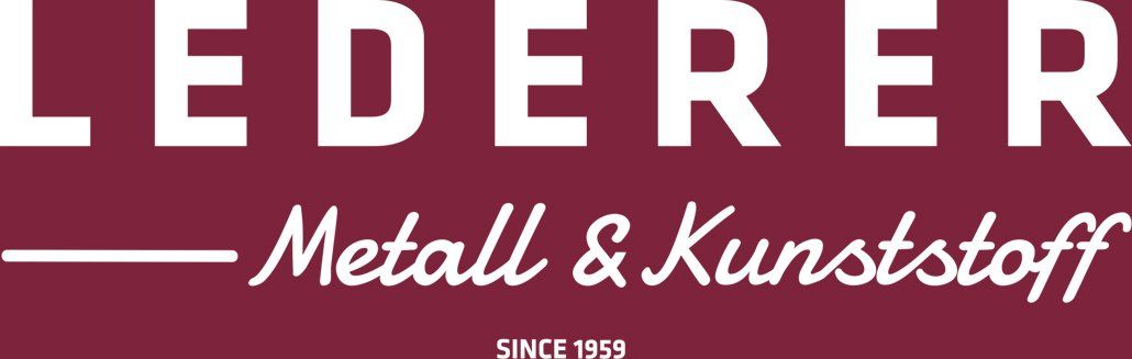 Ein rot-weißes Logo für Lederer Metall & Kunststoff