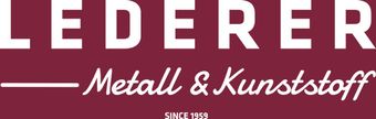 Ein rot-weißes Logo für Lederer Metall & Kunststoff