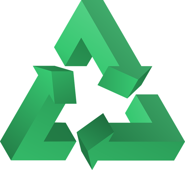 Ein grünes Recycling-Symbol auf weißem Hintergrund