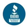 Blue circle with white flame logo and 