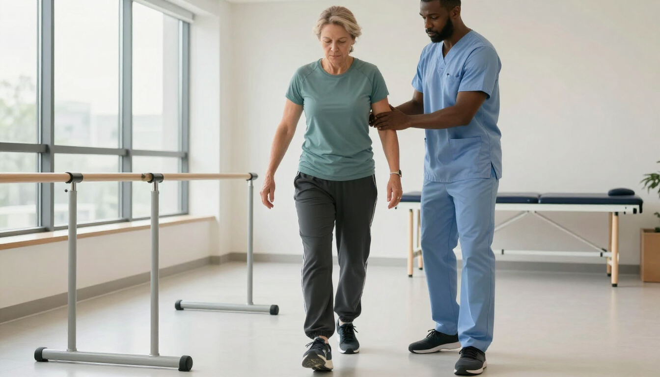 Ejercicios de marcha y equilibrio en rehabilitación neurológica