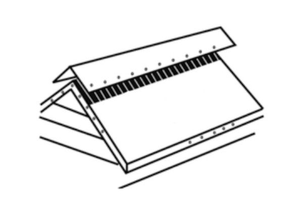 a diagram demonstrating how to felt over the ridge of a shed roof