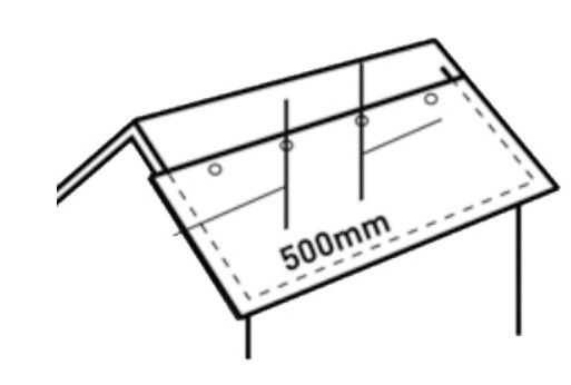 Drawing of a shed roof, showing where to position nails