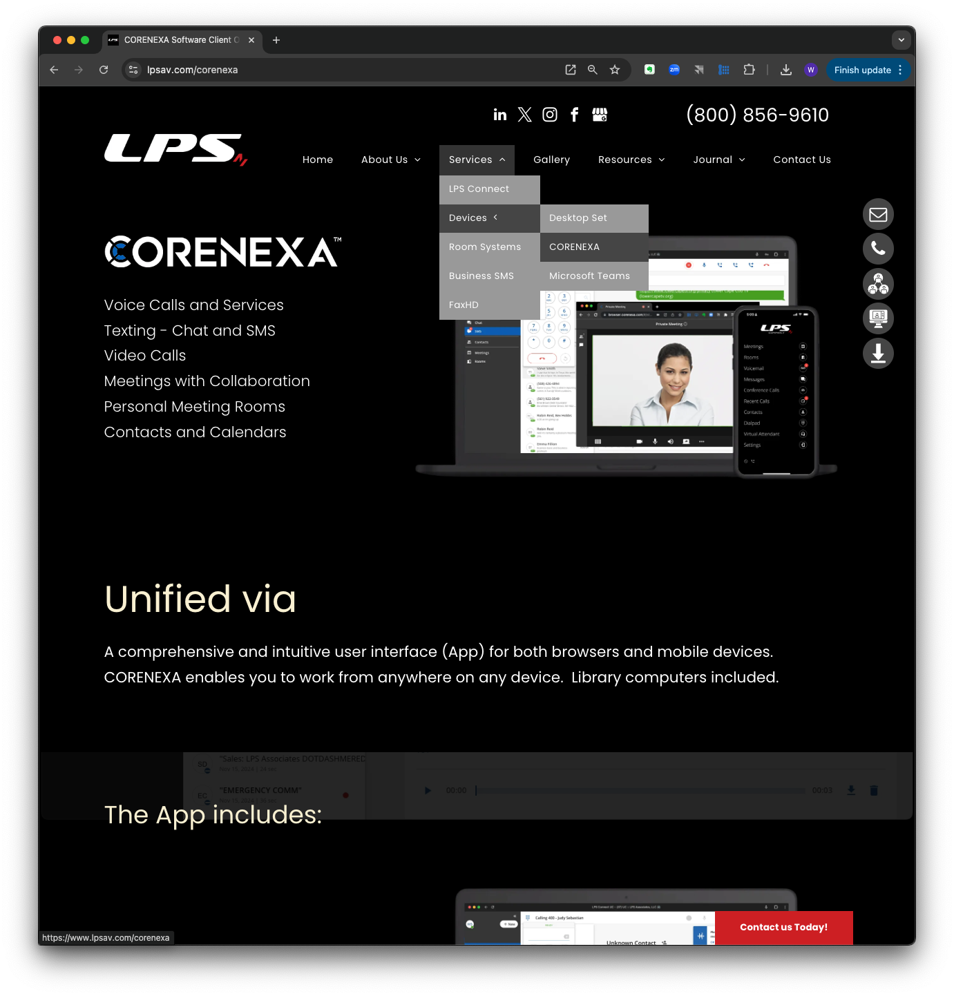 Download CORENEXA Unified Communications software from LPS