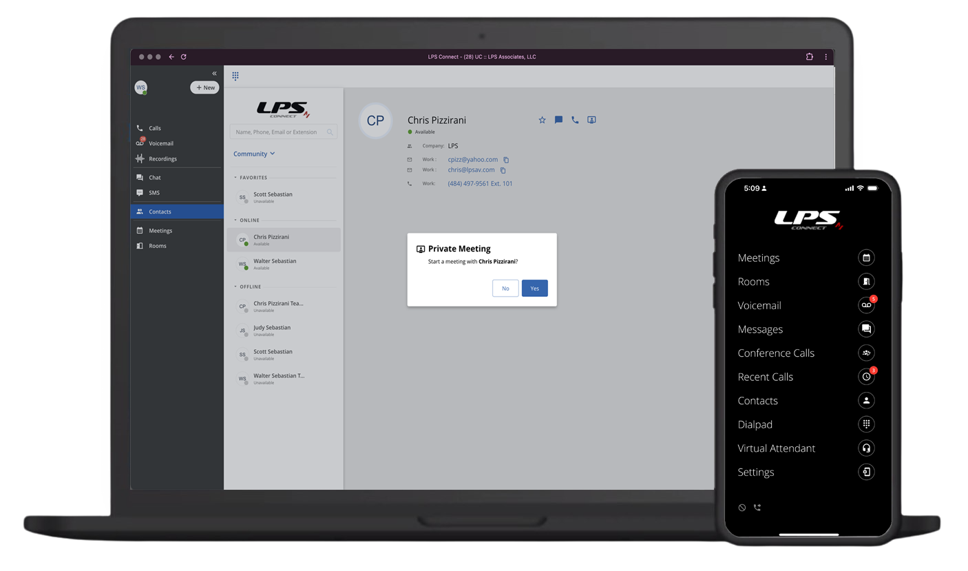 Microsoft Teams A phone a laptop and a cell phone with logos