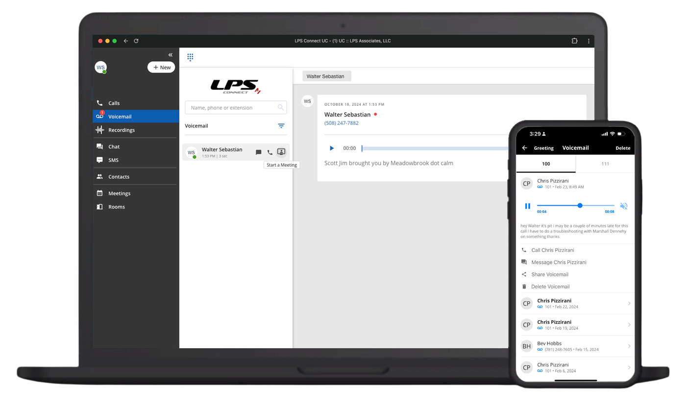 Microsoft Teams A phone a laptop and a cell phone with logos