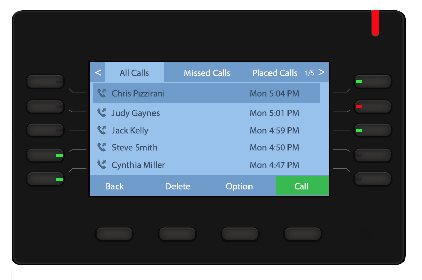 A phone screen shows a list of missed calls and placed calls