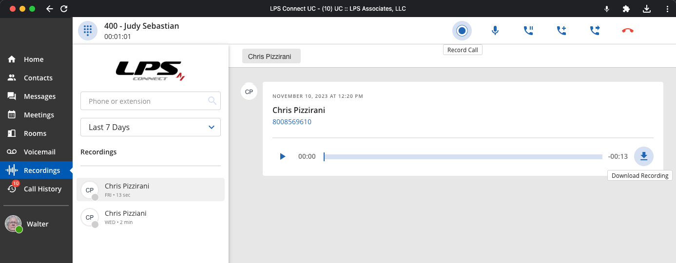 A screenshot of recordings