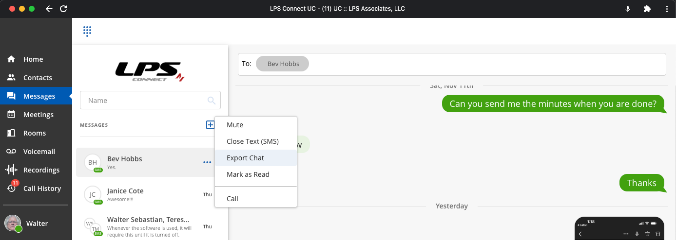 A screenshot of messages
