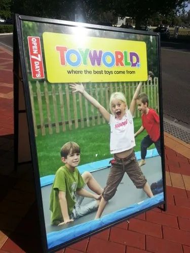 An A frame sign for Toyworld — Mountain City Signs In West Tamworth, NSW