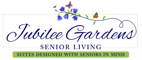 The logo for Jubilee Gardens Senior Living is shown on a white background. The logo for Jubilee Gardens Senior Living is shown on a white background.