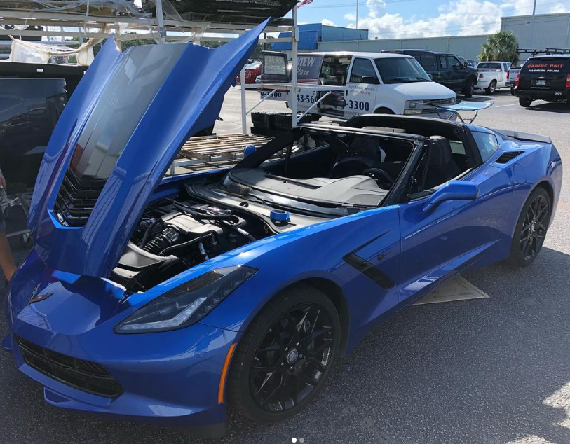 Before Corvette windshield replacement in Mount Pleasant, SC