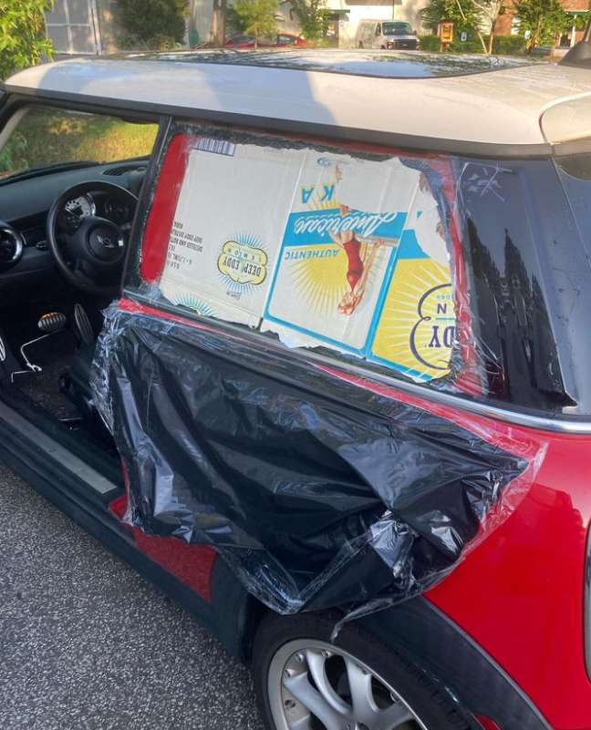 Before car window replacement in Moncks Corner, SC