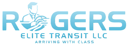 Rogers Elite Transit LLC Logo for Rogers Elite Transit LLC, blue text and silhouette of person holding a globe-like object.