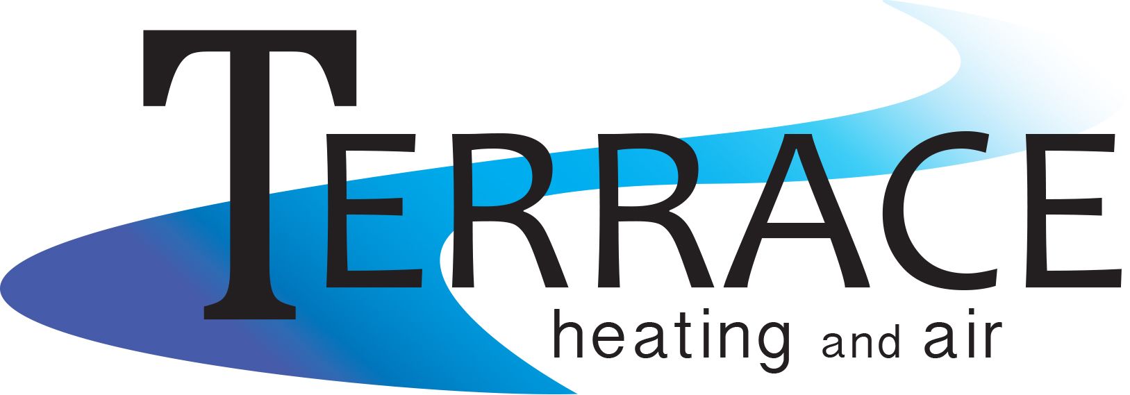 The terrace heating and air logo is blue and white.