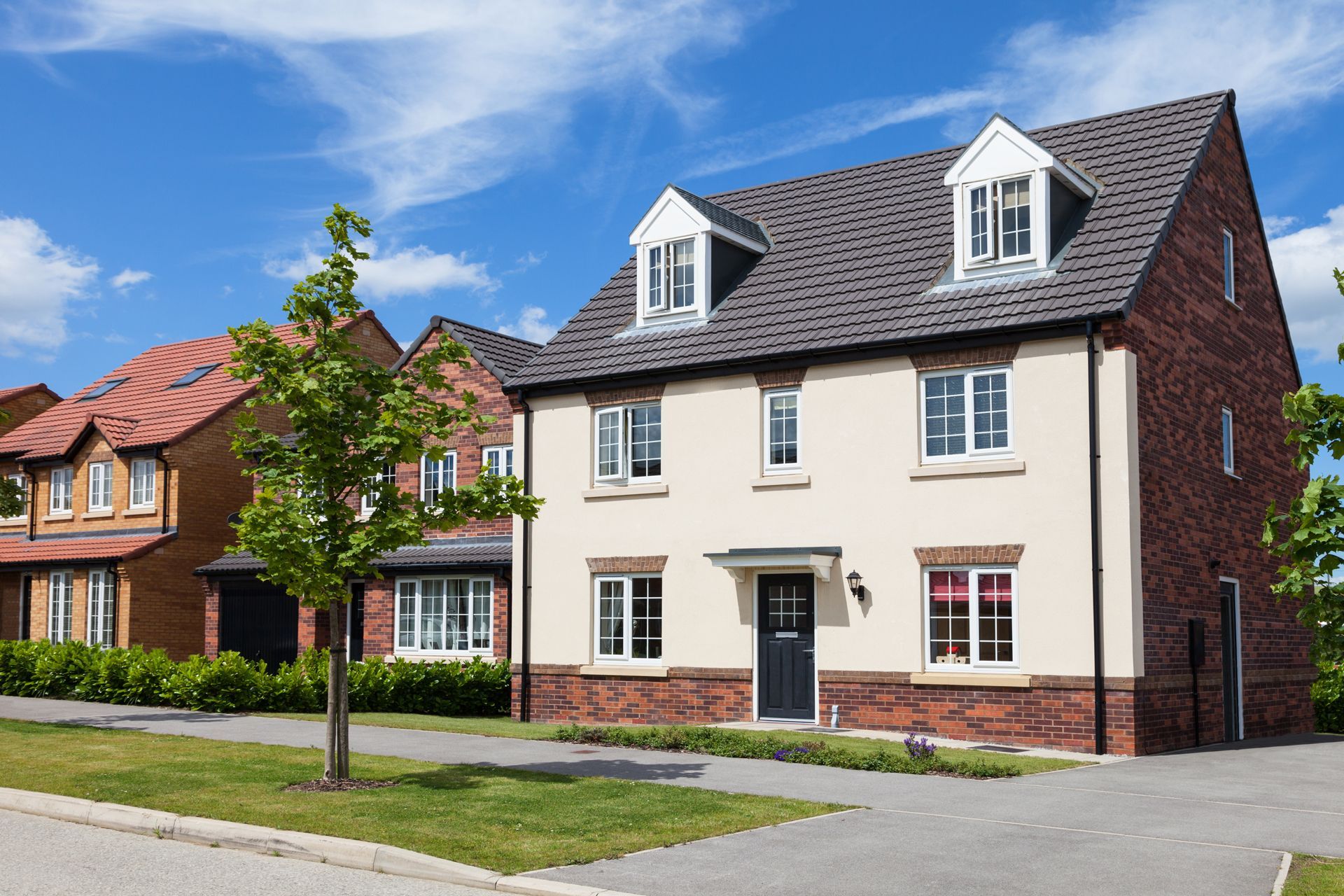 A Row of Houses in a Residential Area on a Sunny Day
