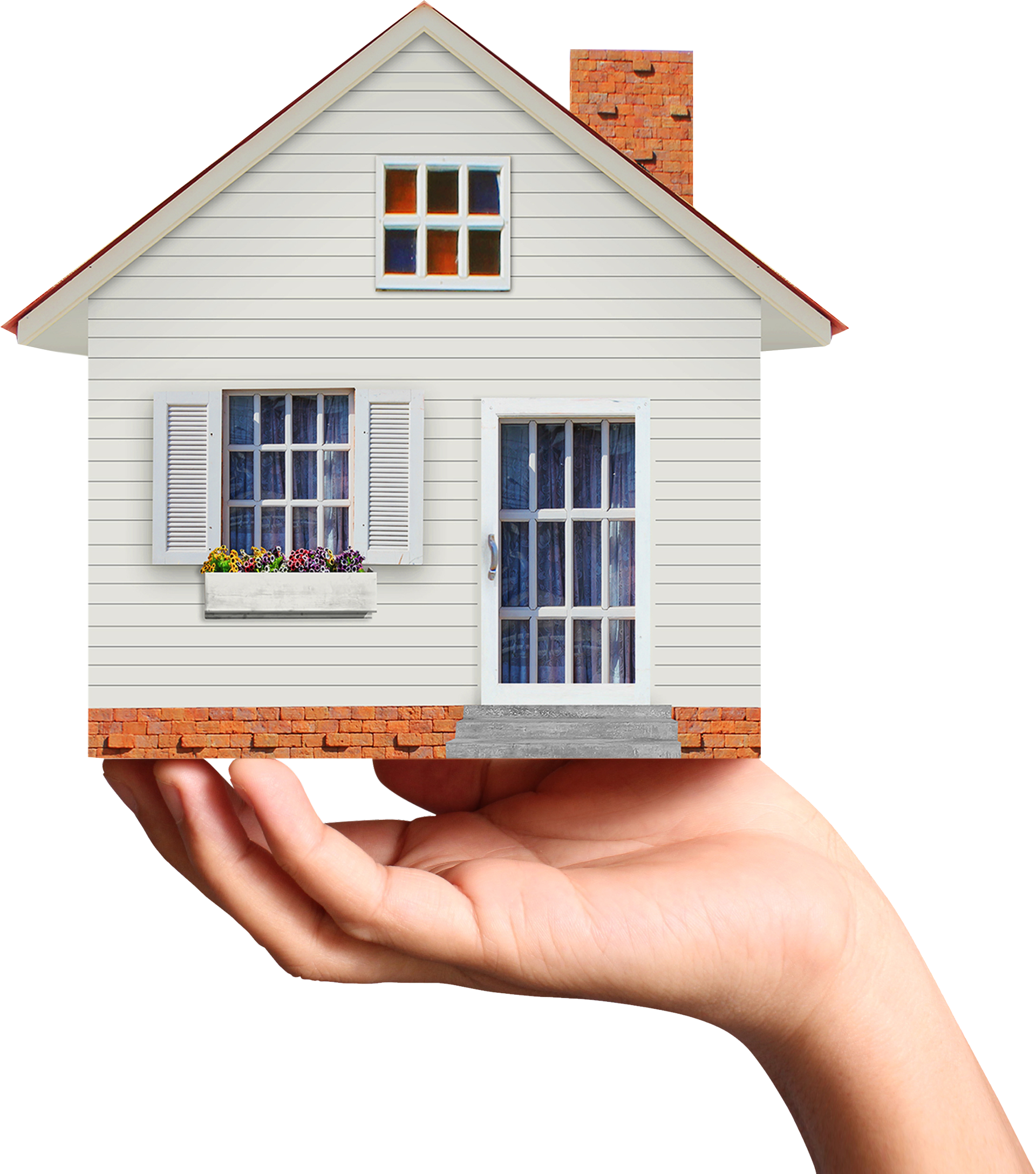 A Hand is Holding a Small White House