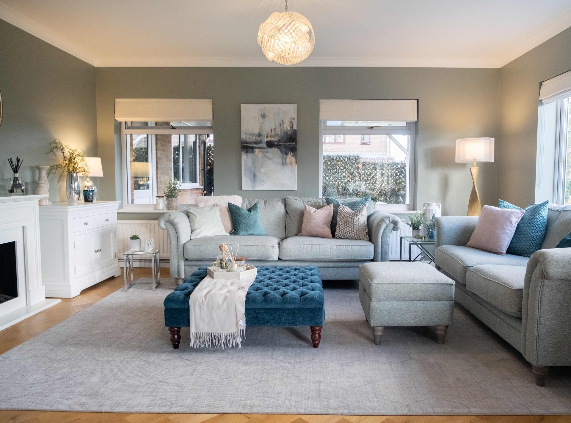 family living room after interior design makeover
