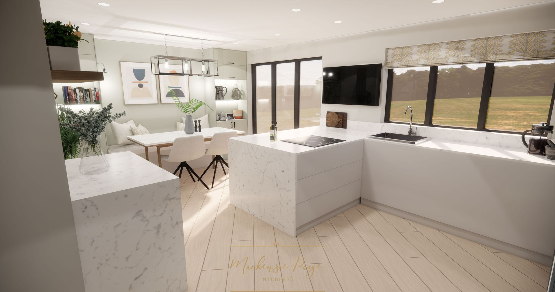 natural lighting in kitchen diner designed by Surrey Interior Designer