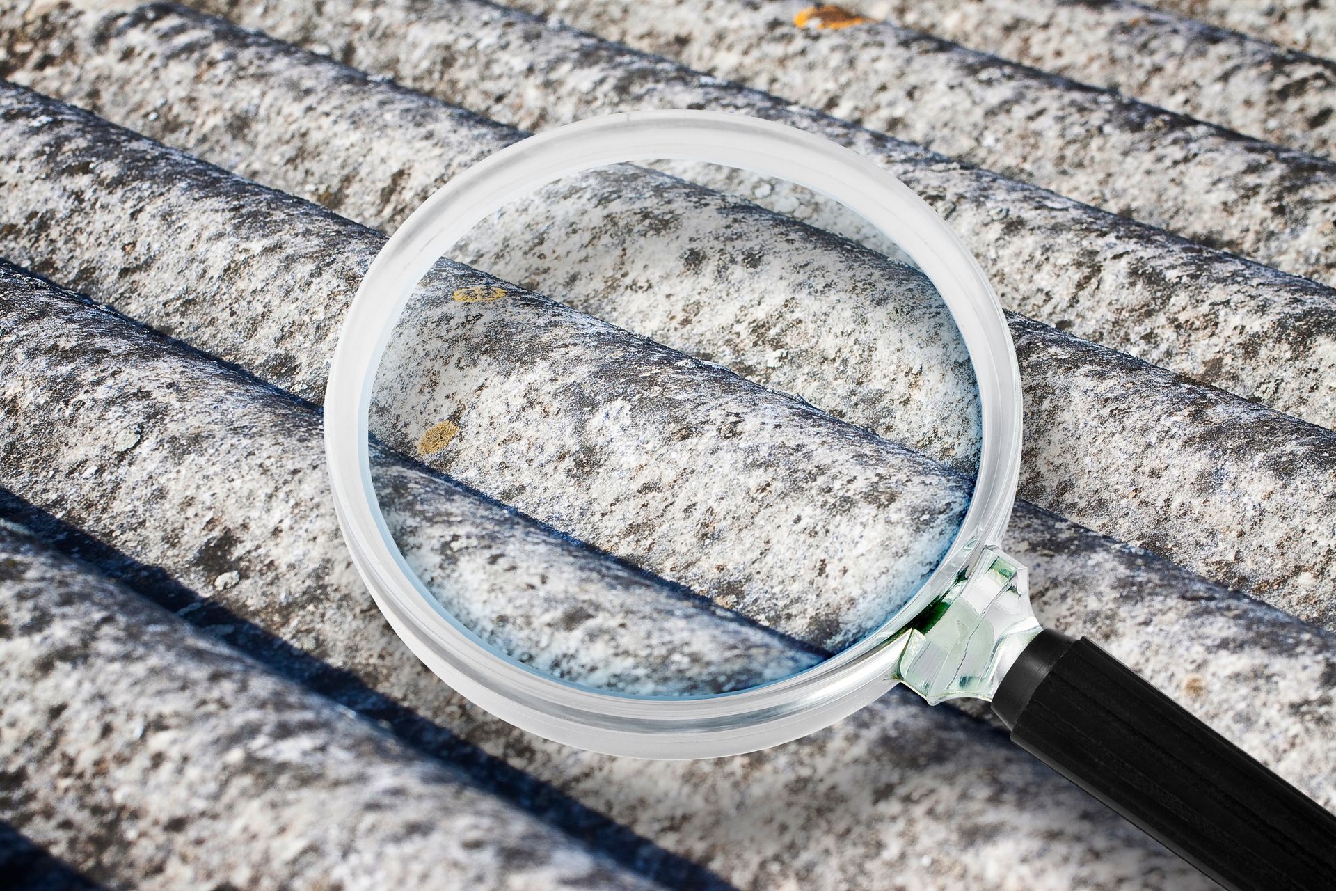Analysis of asbestos roof panels by Marshall Environmental Group for asbestos testing in Tulsa, OK, 