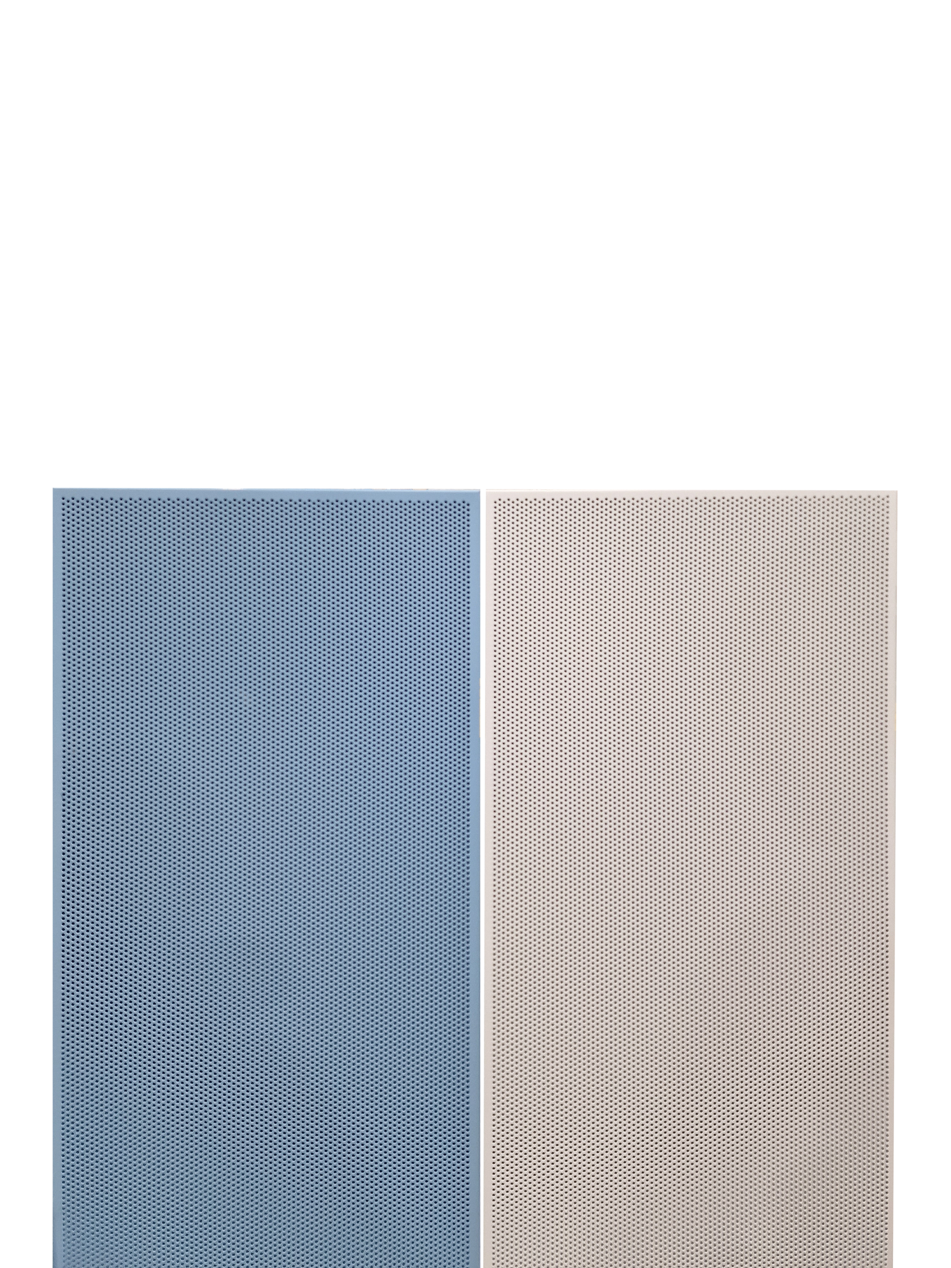AbsorberLine® in blue and white - perforated acoustic metal panels