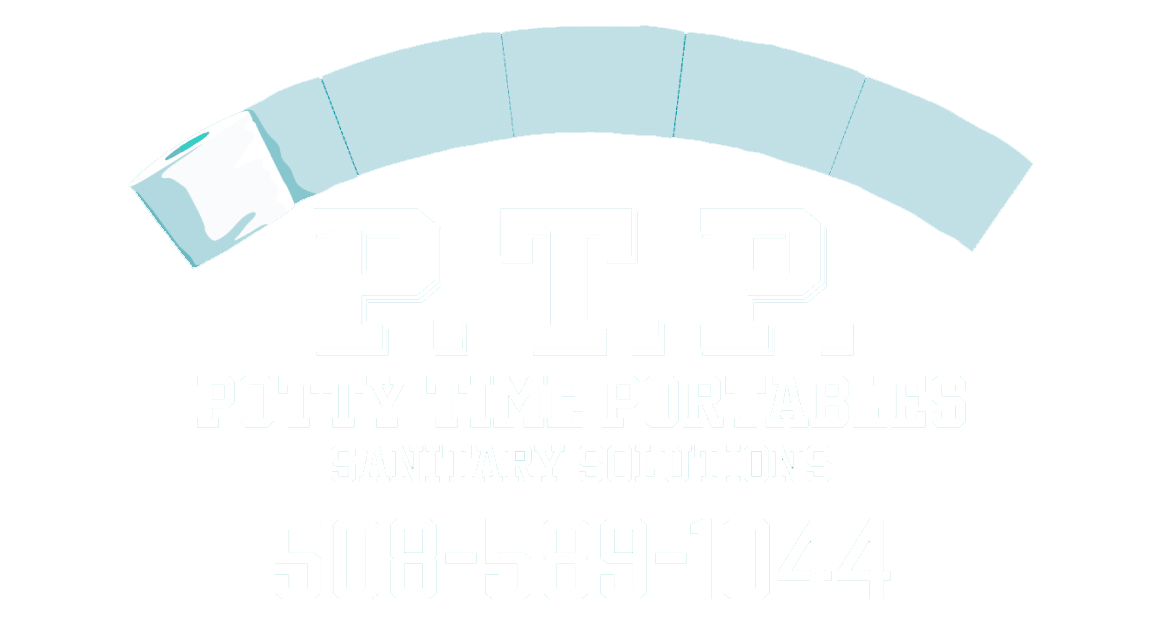 Curved blue arch with white text below; logo for