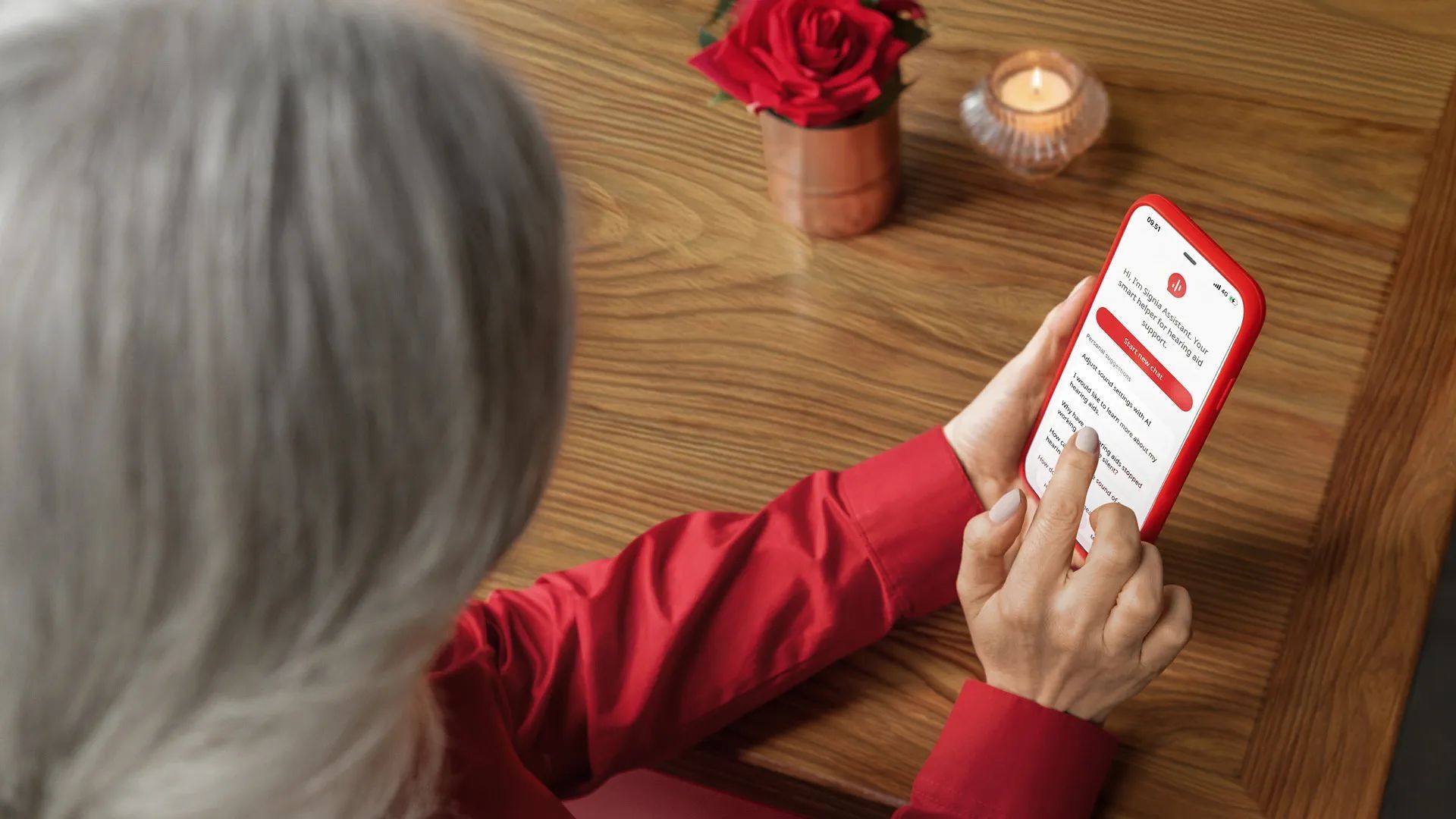 Smartphone displaying the Signia One hearing aid control app