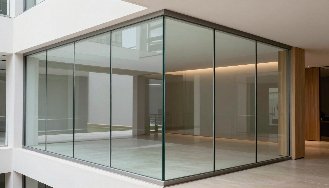 Cristal templado de seguridad instalado en proyecto arquitectónico moderno
