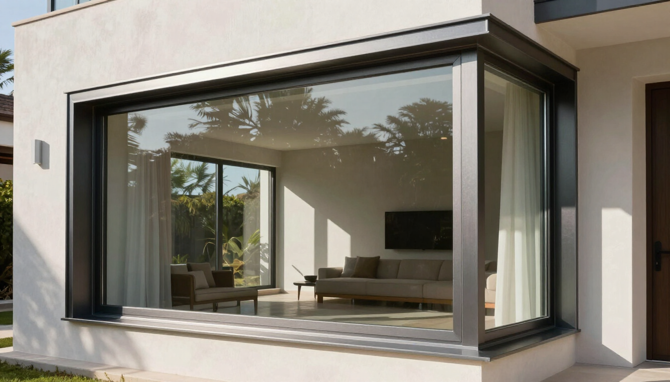 Cancelería elegante de aluminio y cristal en residencia moderna