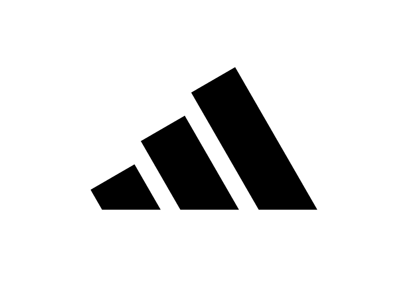 Logotipo geométrico negro de Adidas sobre fondo blanco
