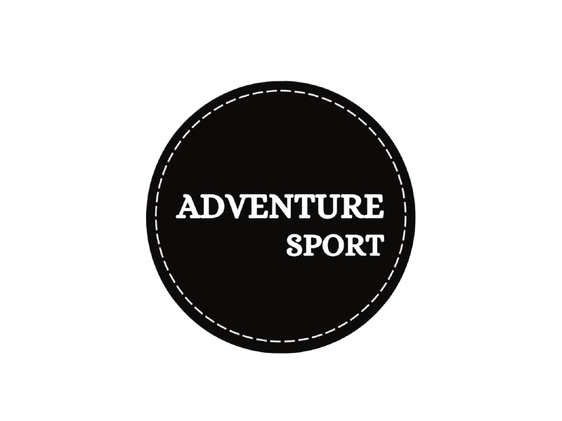 Logotipo circular negro con texto blanco que dice “DEPORTE DE AVENTURA”.