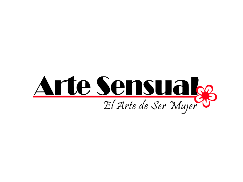 Logo de “Arte Sensual” en negro y rojo con flor, y lema “El Arte de Ser Mujer”.